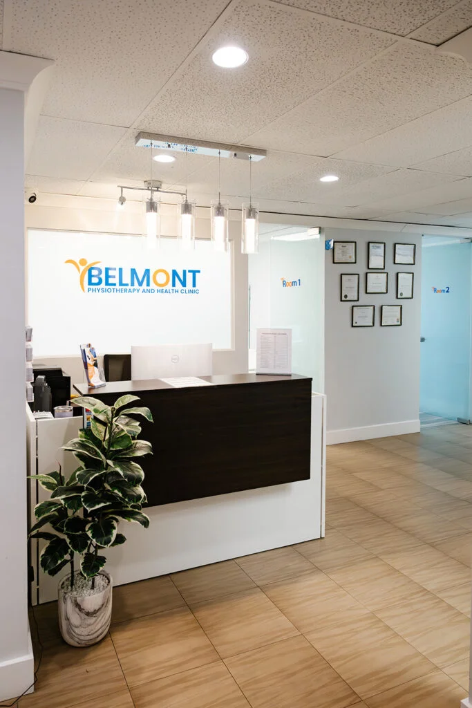 Reception area at Belmont Physiotherapy & Health Clinic in Langley, BC